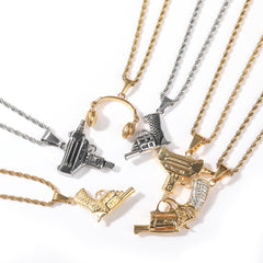 Jewelry Fashion Pistol Pendant Necklace rapper Armament