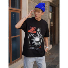Film Star T Shirt Movie Demon Night Legend Trend Pure Cotton Short Sleeve Loose Retro T-shirt Men and Women