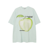 Camisas Vintage Hombre Green Apple Print Vintage Short Sleeve T-Shirt oversize