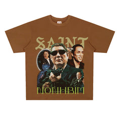 Film Star T Shirt Loose Heavy American Retro Street Personality T-shirt Men