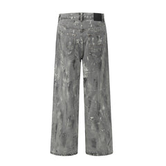 American Mens Jeans Vintage Washed Hip Hop Tie-Dyed Jeans