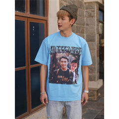 Film Star T Shirt Stephen Chow King of Comedy Cotton Short Sleeve Loose Retro T-shirt for Men