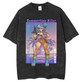 Men T Shirts Dragon Ball Anime Boomer Printing T-Shirt Washed Old Short Sleeve Loose