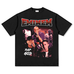 Detroit Eminem T Shirt Eminem Printed Retro Washed Old Cotton T Shirt