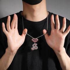 Jewelry Hip Hop Diamond Letter Fashion Lips Necklaces Spectrum St. Valentine's