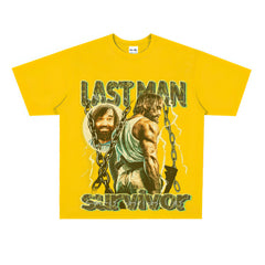 Film Star T Shirt Loose Heavy Retro Street Cotton American T-shirt for Men and Women