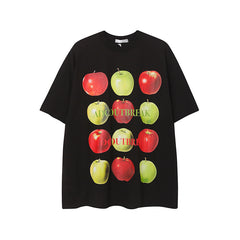 Camisas Vintage Hombre Summer Dopamine Apple Print Short Sleeve T-Shirt