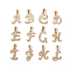 Jewelry Titanium Steel Diamond Flower Body 26 Letters A~ Z Pendant Necklace Alphabet Pieces
