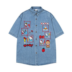 Ellie Seattle Shirt Vintage Cartoon Embroidered Short Sleeve Shirt