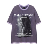 Camisas Vintage Hombre Figure Pattern Crew Neck Short Sleeve T-Shirt