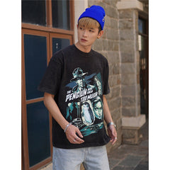 Film Star T Shirt Movie The Man Who Knew Too Much Pure Cotton Loose Short Sleeve American Retro Trendy T-shirt Men