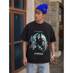 Film Star T Shirt Cotton Loose Nostalgic Short Sleeve American Retro Trendy Niche T-shirt for Men