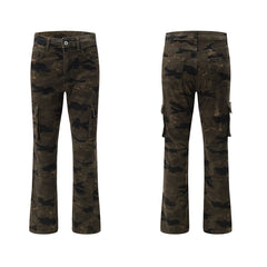 American Men Jeans Retro Multi-Pocket Straight Pants Casual Pants