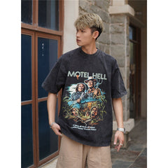 Film Star T Shirt European Pure Cotton Loose Short Sleeve Retro Trendy Printed T-shirt for Men