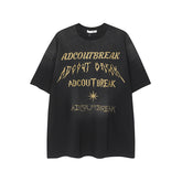 Camisas Vintage Hombre retro gradual change washed neutral wind round neck men's and women's short-sleeved T-shirt