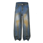 American Mens Jeans Vintage Washed Jeans Trousers