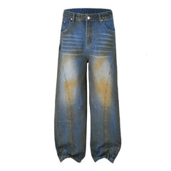 American Mens Jeans Vintage Washed Jeans Trousers