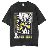 Men T Shirts Old Washed Short Sleeve T-Shirts Street Printing Loose