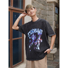 Film Star T Shirt Cotton Short Sleeve Loose round Neck Retro Design T-shirt