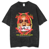 Men T Shirts Eminem Printed Crew Neck Short Sleeve Vintage Washed Old