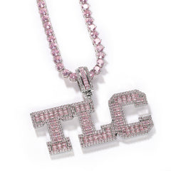 Jewelry Pink Zircon Letter Pendant Necklace Personalized Design Word Up Royalty