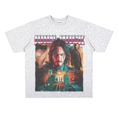 Film Star T Shirt Vintage American Street Printed round Neck T-shirt for Men and Women