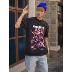 Film Star T Shirt Movie Halloween Trendy Cotton Short Sleeve Loose round Neck T-shirt for Men and Women