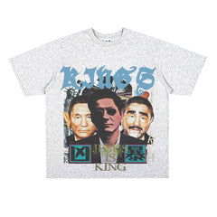 Film Star T Shirt Loose American Retro Street Cotton T-shirt for Men and Women