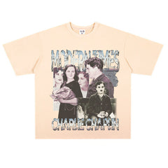 Film Star T Shirt Movie Chaplin Modern Era Loose Retro Street Cotton T-shirt