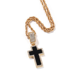 Jewelry Hip Hop Diamond Set Black Cross Pendant Necklace Crosses Egypt Pieces