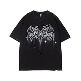 Camisas Vintage Hombre Wings Print Short Sleeve T-Shirt