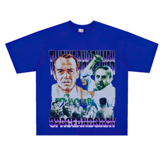 Film Star T Shirt Loose Retro Street Cotton Personality round Neck Print T-shirt