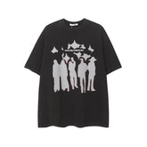 Camisas Vintage Hombre Vintage Washed Old Printed Short Sleeve T-Shirt