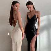 Emily Ratajkowski Dress High Slit Skirt Slim-Fit Sexy Sling Backless Dress