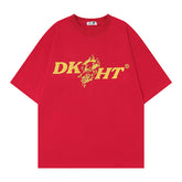 Camisas Vintage Hombre Alphabet Dragon Print Short Sleeve T-Shirt oversize