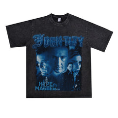 Film Star T Shirt Cotton Loose Nostalgic Short Sleeve American Retro Fashion Printed Design T-shirt for Men