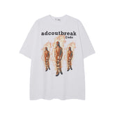 Camisas Vintage Hombre Vintage Washed Old Flame Print Short Sleeve T-Shirt Oversize