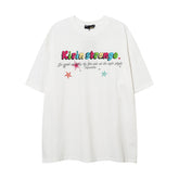 Camisas Vintage Hombre Color Star Letter Short Sleeve T-Shirt