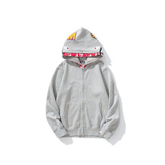 Bathing Ape Hoodie Shark Double Hat Embroidered Zip Sweater Casual Loose Hooded Jacket