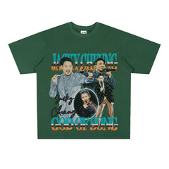 Film Star T Shirt Hong Kong God of Song Zhang Xueyou Printed Loose Street T-shirt