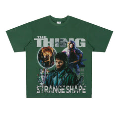 Film Star T Shirt Short Sleeve American Retro Loose Heavy round Neck Street T-shirt Men and Women