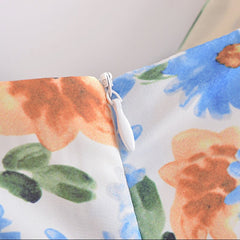 Mariah Carey Dress Backless Sexy Daisy Print Bow Suspenders Dress