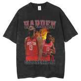 Men T Shirts Hip Hop Loose Star Printed Washed Old T-Shirts