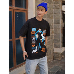 Film Star T Shirt European and American Classic Movie Hot Fuzz Cotton Loose Nostalgic Short Sleeve Trendy T-shirt Men