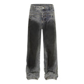 American Men Jeans Vintage Washed Old Spray Splicing Jeans