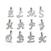 Jewelry Titanium Steel Diamond Flower Body 26 Letters A~ Z Pendant Necklace Alphabet Pieces
