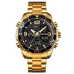 Analog-Digital Watch Rotatable Bezel Dual Time Zone Men's Watch