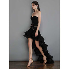 Emily Ratajkowski Dress Pleated Skirt Trailing Tube Top Dress