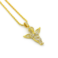 Jewelry Hip Hop Fashion Full Diamond Angel Pendant Necklace Angel Pieces