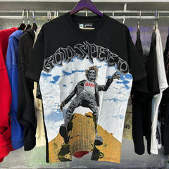 Godspeed T Shirts Falling Skull Print Cotton Casual Short Sleeve Men and Women